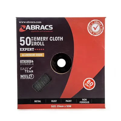 Abracs Aber2550080 Emery Cloth Roll 25Mm X 50M X 80 Grit