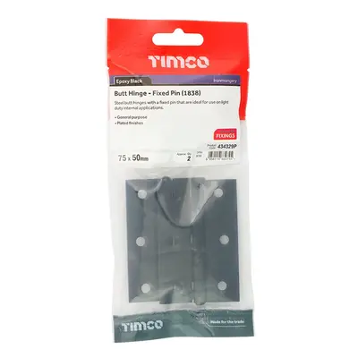 Timco Plain Butt Hinge - Fixed Pin (1838) - Black TIMpac 1 434329P