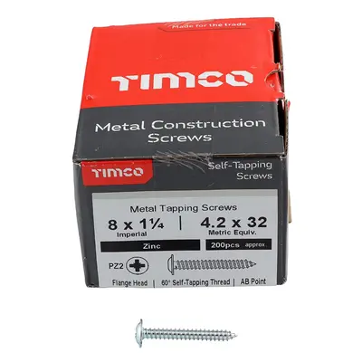 Timco Metal Tapping Screws - Pz - Flange - Self-Tapping - Zinc Box 200 08114CFAZS