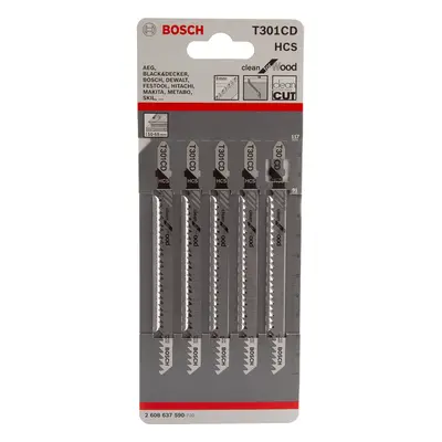 Bosch T301Cd (2608637590) Clean For Wood Jigsaw Blades (Pack Of 5)