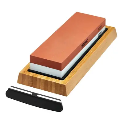 Draper Double Sided Whetstone Sharpening Stone With Non-Slip Base And Angle Guide 1000/6000 Grit