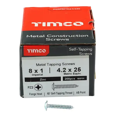 Timco Metal Tapping Screws - Pz - Flange - Self-Tapping - Zinc Box 200 00081CFAZS