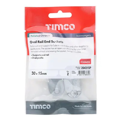 Timco End Sockets - For Oval Tube - Polished Chrome TIMpac 2 204315P