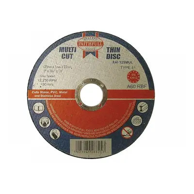 Faithfull Multi-Purpose Cutting Disc 125 X 1.0 X 22.23Mm (Pack 10)