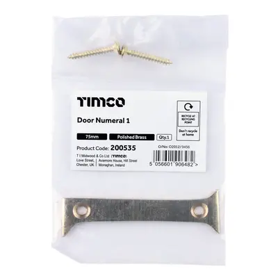 Timco Door Numeral 1 - Polished Brass Bag 1 200535