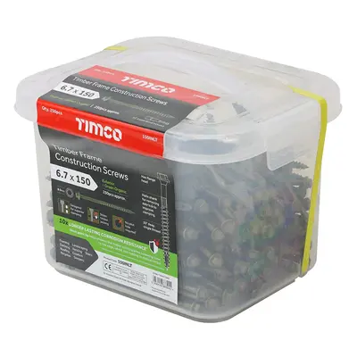 Timco Timber Frame Construction & Landscaping Screws - Hex - Exterior - Green Organic Tub 250 15