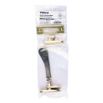 Timco Hook & Mortice Plate Casement Fastener - Polished Brass Bag 1 949411