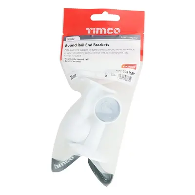 Timco End Brackets - For Round Tube - White TIMpac 2 204155P