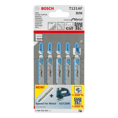 Bosch T121Af Speed For Metal Jigsaw Blades (5 Pack)