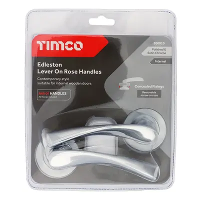 Timco Edleston Lever On Rose Handles - Polished & Satin Chrome Blister Pack 1 200010