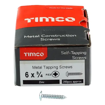 Timco Metal Tapping Screws - Pz - Flange - Self-Tapping - Zinc Box 200 00634CFAZS