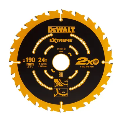 Dewalt Dt10304 Extreme Framing Circular Saw Blade For Wood 190 X 30Mm X 24T