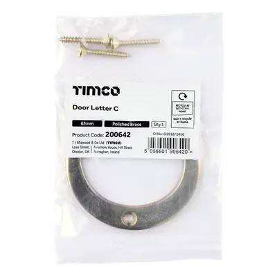 Timco Door Letter C - Polished Brass Bag 1 200642