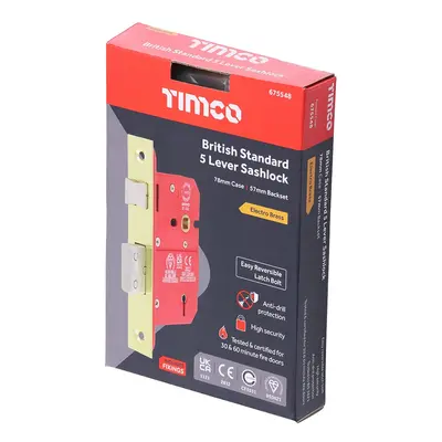 Timco 5 Lever British Standard Ce Sashlock - Electro Brass Box 1 675548