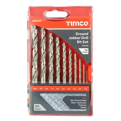 Timco Ground Jobber Drill Bit Set Case 10 HSSG10DS