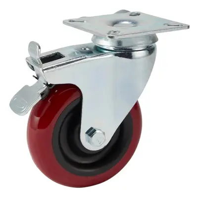 Draper Swivel Plate Fixing Polyurethane Wheel With Brake 100Mm Diameter S.w.l. 125Kg 65519