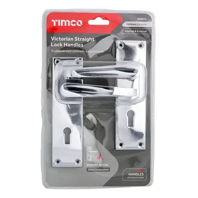 Timco Victorian Straight Lock Handles - Polished Chrome Blister Pack 1 200075