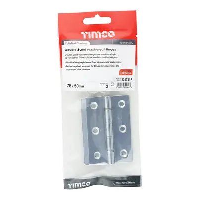 Timco Double Steel Washered Butt Hinge - Solid Brass - Polished Chrome TIMpac 1 234731P