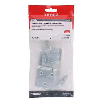 Timco Backflap Hinge - Uncranked Knuckle (404) - Zinc TIMpac 1 434843P