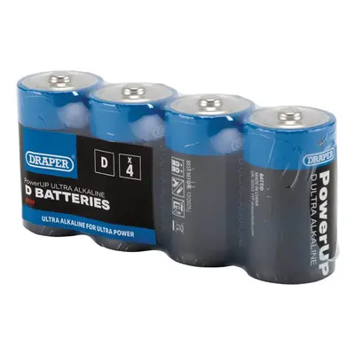 Draper 03979 Powerup Ultra Alkaline D Batteries (Pack Of 4) 4