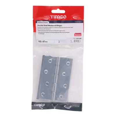 Timco Double Steel Washered Butt Hinge - Solid Brass - Polished Chrome TIMbag 1 234129P