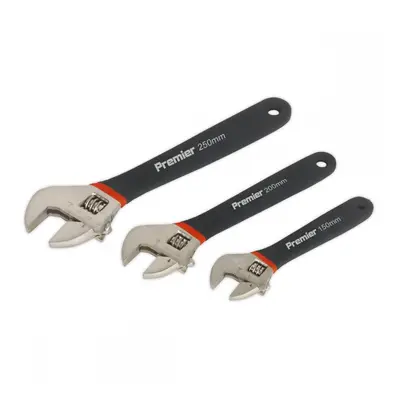 Sealey AK907 Adjustable Wrench Set 3Pc Ni-Fe Finish