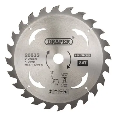 Draper 26835 Tct Construction Circular Saw Blade 305 X 30Mm 24T each 1