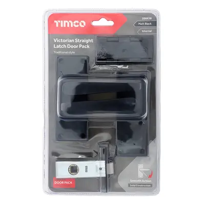 Timco Victorian Straight Latch Door Pack - Matt Black Blister Pack 1 200638