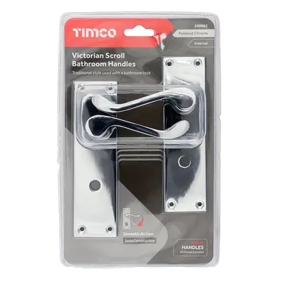 Timco Victorian Scroll Bathroom Handles - Polished Chrome Blister Pack 1 200962