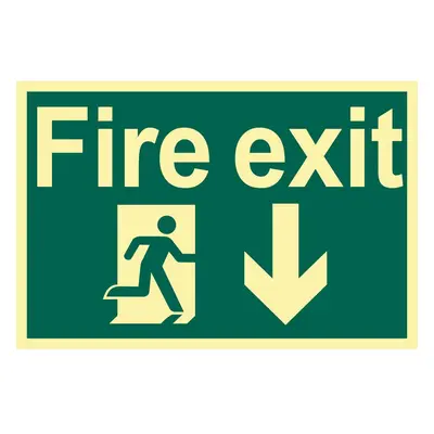 Draper 72600 Glow In The Dark ftFire Exit Arrow Downft Safety Sign each