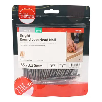 Timco BLH65MB Round Lost Head Nails - Bright 65 X 3.35