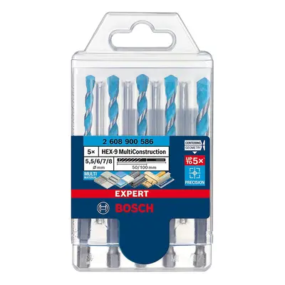 Bosch 2608900586 Expert Hex-9 Multi Construction Drill Bit Set 5.5Mm - 8Mm (Pack Of 5)