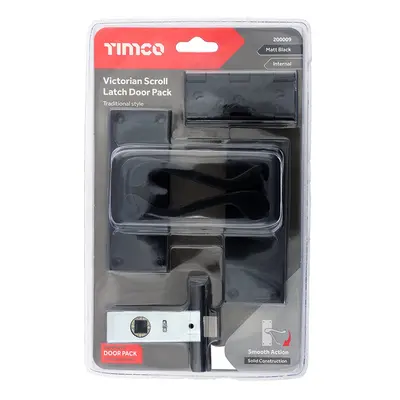 Timco Victorian Scroll Latch Door Pack - Matt Black Blister Pack 1 200009