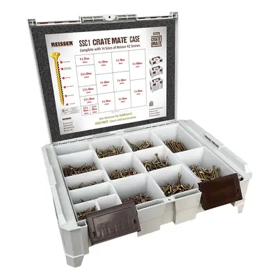 Reisser SSC1/R2FULL Ssc1 Crate Mate Case Complete With 14 Sizes Of R2 Screws (2115Pcs)