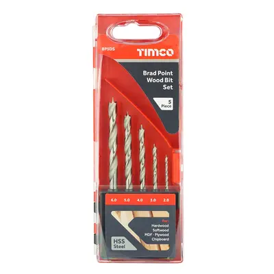 Timco Brad Point Wood Bit Set Case 5 BP5DS