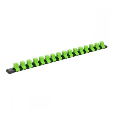 Sealey AK27054HV Socket Retaining Rail With 16 Clips 1/2inSq Drive - Hi-Vis Green