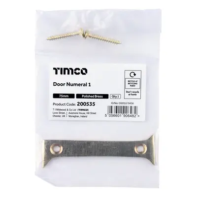 Timco Door Numeral 1 - Polished Brass Bag 1 200535