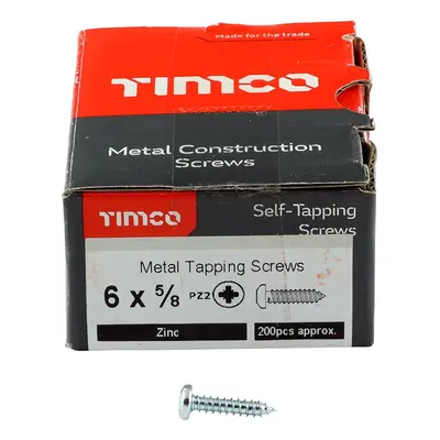 Timco Self-Tapping Screws - Pz - Pan - Zinc Box 200 00658CPAZS