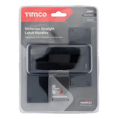 Timco Victorian Straight Latch Handles - Matt Black Blister Pack 1 200682