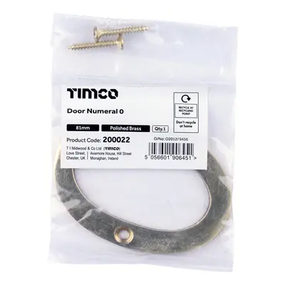 Timco Door Numeral 0 - Polished Brass Bag 1 200022