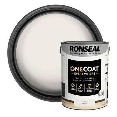 Ronseal One Coat Everywhere Interior Paint Linen Matt 5 Litre KCB.7015103.22204.81