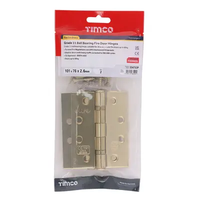 Timco Grade 11 Ball Bearing Fire Door Hinges - Electro Brass TIMbag 1 334753P