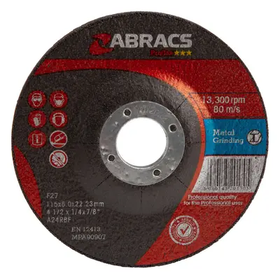 Abracs Proflex Metal Grinding Discs With Dpc Centre 115Mm X 6Mm (25 Pack)