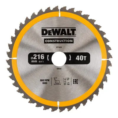 Dewalt Dt1953 Construction Circular Saw Blade 216 X 30Mm X 40T