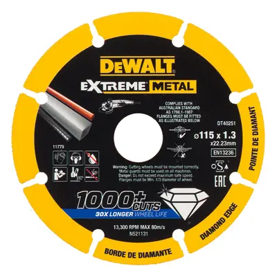 Dewalt Dt40251 Extreme Diamond Disc For Metal 115Mm X 22.23Mm X 1.3Mm