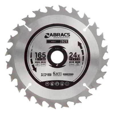 Abracs Tctc16524 Tct Cordless Circular Saw Blade For Wood 165 X 20Mm X 24T