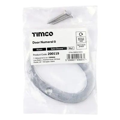 Timco Door Numeral 0 - Satin Chrome Bag 1 200119