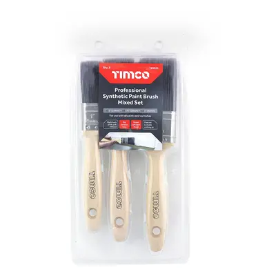 Timco Professional Synthetic Paint Brush Mixed Set Clamshell 3 720923