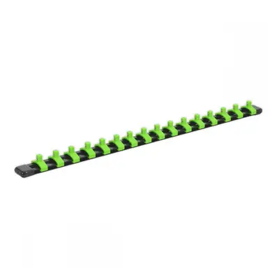 Sealey AK27052HV Socket Retaining Rail With 16 Clips 1/4inSq Drive - Hi-Vis Green