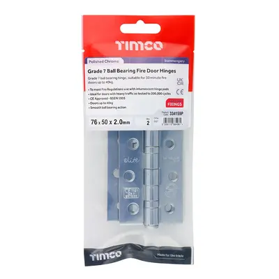 Timco Grade 7 Ball Bearing Fire Door Hinges - Polished Chrome TIMpac 1 334159P